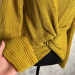 Poof Apparel Mustard Yellow Knitted Sweater with Twist Knot Detail size L Photo 1