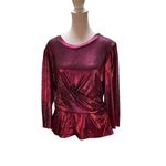New York And Company Hot Pink Shimmery 3/4 Sleeve Wrap Blouse Size Medium Photo 5