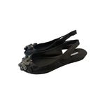 Vera Wang  Lavender Black Leather Floral Slingback Sandals Size 6.5 Photo 3