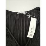 ZARA black plisse ruffle top Sz M Keyhole Neck Long Sleeve Elastic Waist Photo 5