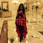 Elegant Red and Black Ruffled Dress Halloween Carmen Size 2 Photo 3