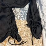 Princess Polly Isabella Silky Tie Front Crop Top Black Ruched Side/Sleeve US 4 Photo 6