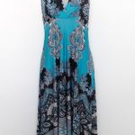 VTG Y2K Peony Womens Halter Dress Size S Blue Paisley Midi Boho Indie Sleaze Photo 0