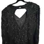 Vintage Right Choice Silk Beaded Gown Black Evening Dress 1980s Made in India Size 6 Photo 8