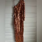 Mac Duggal Sequined One Sleeve Column Gown- Copper Photo 9