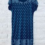 Lucky Brand shift dress womens M short sleeve blue rayon spring summer Photo 2