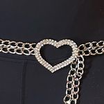 Women's Double Chain Belt Silver 40” Heart Charm Swag Boho Dress Casual Ladies Photo 6