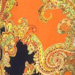 Ralph Lauren Lauren Fit & Flare Dress Orange Yellow Paisley Short Sleeve Size L Photo 5
