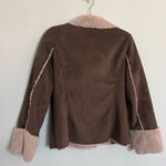 Mifresia Faux Suede Sherpa Riveted Jacket. Size Medium. Brown Photo 9