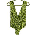 ZARA  Neon Green And Brown Deep V Bodysuit Size Medium NWT Photo 3