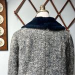 1960s Faux Fur Lined Tweed Winter Coat Medium Blue Photo 4