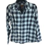 Lincoln Outfitters Womens Flannel Shirt Button Down Plaid Blue Black Size L Photo 0