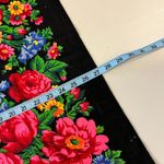 None Vintage Black Soft Woven Bandana Neck Tie Scarf Wrap Bright Floral Print Photo 8