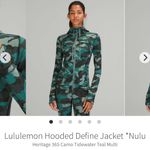 Lululemon  hooded define jacket nulu heritage camo tidewater teal size 6 Photo 1