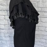 Blue Rain one shoulder top w/Pom Pom fringe black size small women Photo 5