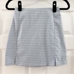 Brandy Melville  Cara double slit mini skirt Blue Plaid sz XS Photo 7