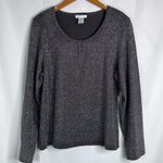 Laura Ashley Gray Metallic Sparkle Shiny Scoop Neck Dressy Blouse Size Small Photo 9
