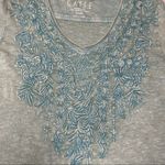 NWOT cotton Caite floral embroidered hand dyed t shirt oversized beach style sm Green Photo 1