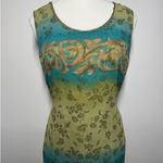 Kathie Lee Dress Women M 8/10 90s Vintage Tie Floral Sheath Tank Maxi Lined Boho Blue Size M Photo 2