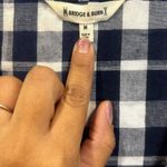 Navy Checkered Sleeveless Linen Dress Blue Size M Photo 3