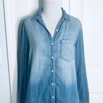 BP  Distressed Denim Ombré Wash Button Up Shirt Women’s Size Small Photo 1