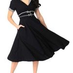 Unique Vintage NEW  1950s Dovima Swing Dress Black & Houndstooth XS Rockabilly Photo 0