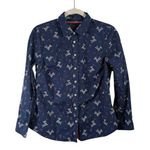 Talbots Blue Scottie Dog Candy Cane Button Up Cotton Shirt Womens Small Petite Photo 0