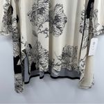 Clara Sun Woo Cream & Black Floral Print Stretch 3/4 Sleeve Tunic Top Sz S NEW Photo 2