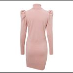 Turtle neck bodycon dress Puff shoulder pink NWT Size M Photo 2