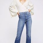 MOTHER laced hustler women’s Blue Ankle Cropped Jeans w Distressed Details sz 24 Photo 1