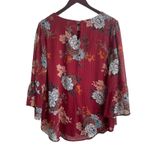 Luxology Women Top Crew Neck Bell Sleeve Pullover Lined Metallic Thread XL Rust Photo 2