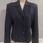 Karen Scott Navy blue pinstriped blazer suit jacket  size 8 woman’s Photo 0