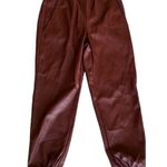 NWOT INC International Concept Faux Leather Joggers Pant High Waisted M Brown Size M Photo 1