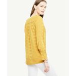 Ann Taylor Womens Blouse Sz Large Petite Geo Flounce Cuff Popover Aztec Gold NEW Photo 1