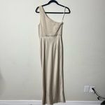 BHLDN Anthropologie Dylan One-Shoulder Satin Side Slit Gown Champagne Womens 8 Photo 9