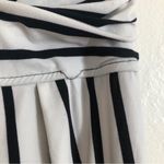 J for Justify Strapless Pockets Black and White Striped Wide Leg Romper Jumpsuit Photo 8