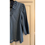 Crown & Ivy Women's Blue Denim Ruffle V-Neck Blouse Plus Size XXL Photo 2