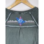 Paparazzi Women's Size M Green Floral Embroidered Top Long Sleeve Stretch Boho Photo 4