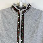 Susan Graver QVC Polar Fleece Vest Grey Floral Medium Trim Cozy Soft NWT New Photo 1