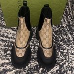 Gucci  Stretch Side GG Supreme Monogram Ankle Boots Bootie Beige Ebony Black Photo 3