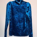 Ryegrass Teal Blue Crushed Velvet Long Sleeve Blouse Womens M Fall Preppy Shirt Size M Photo 0