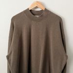 Vince . | Mock Neck Brown Long-Sleeve Short Sweatshirt Dress Relaxed Fit | XL Photo 2