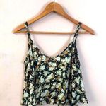 PacSun Black Floral V-Neck Semi-Cropped Top EUC Size S Photo 0