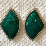 Vintage Check Out These Funky  Retro Pierced Earrings W Green Enamel Photo 2