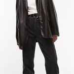 Topshop Tall faux leather oversized blazer - Chocolate Brown Photo 2