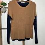 Madewell Long Sleeve Color Block Brown Navy Crew Neck Sweater Size Small Photo 2