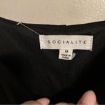 Socialite  Dress Midi Black Slit Sleeveless Tank Cocktail Formal Neutral Photo 7