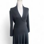 Banana Republic  Dark Grey Stretch Wrap Midi Dress‎ Long Sleeve Size Small Photo 2