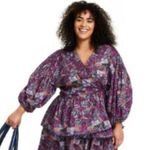 Kika Vargas x Target Wrap Top Size Medium Coral Reef Scalloped Edge Purple NWT Photo 2