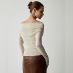 COMMENSE Off Shoulder Wrap Long Sleeve Knit Top COLOR Photo 2